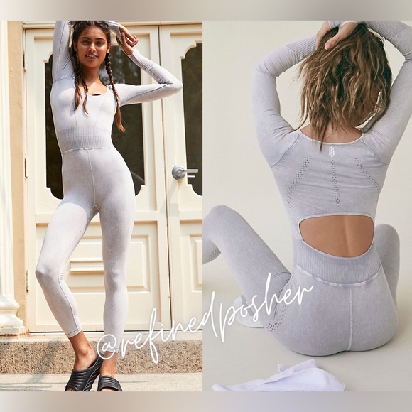 Free People Pants - Free People Movement Good Karma Onesie Ice Grey size XS/S NEW